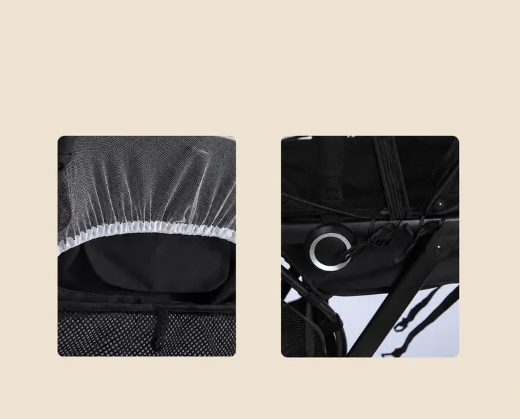 Elastic hem holds the net under the stroller