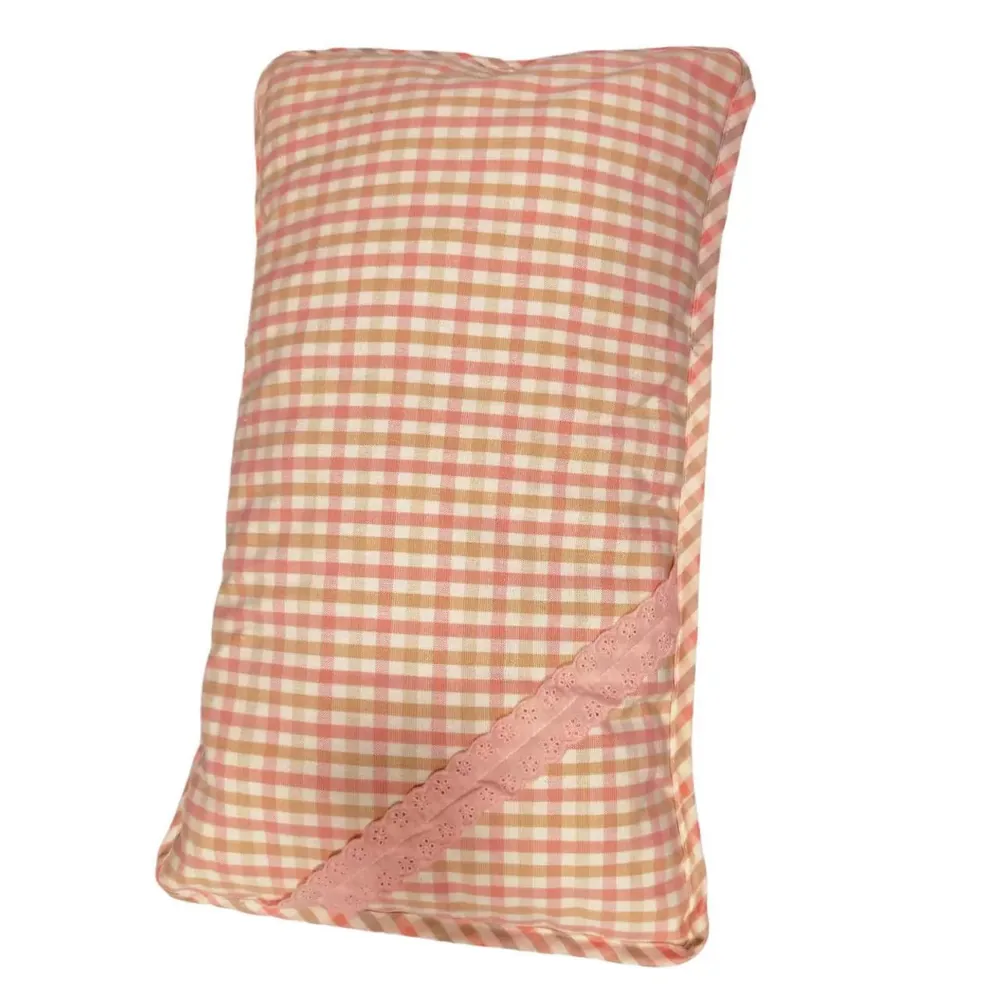 PL-01 ramie pillow, pink check face