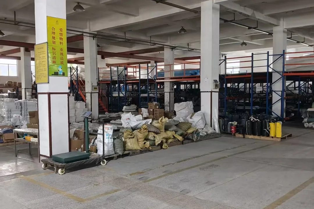 Incoming material store, with the fabric and tube racking